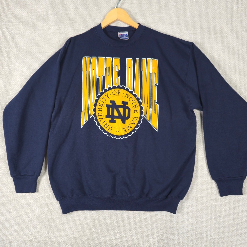 Vintage Trench Ultra Notre Dame Sweatshirt Mens XL Navy Blue Made in‎ USA 90s
